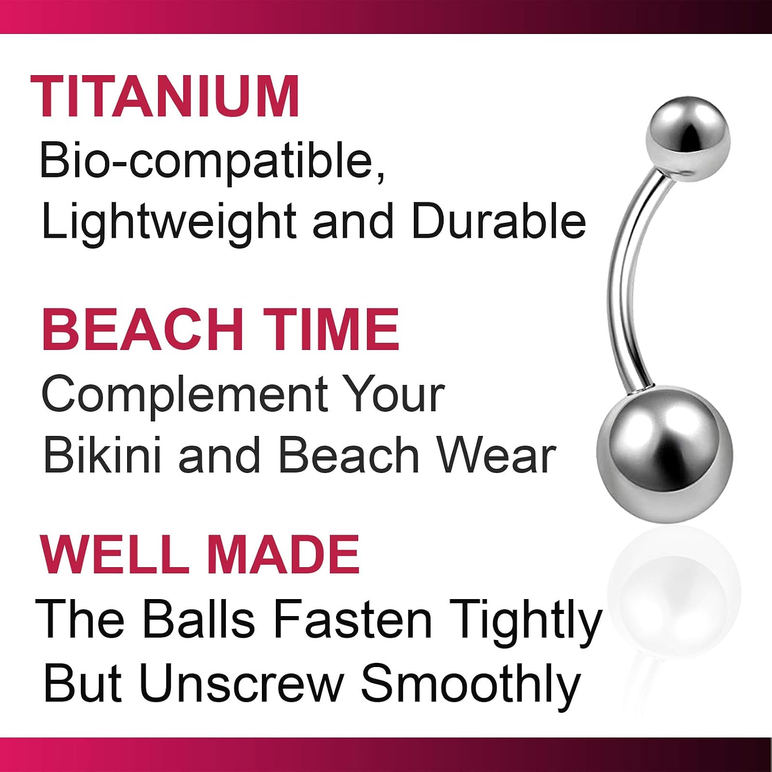 1pcs 14g Titanium G23 Belly Button Rings Navel Ring Bar Stud Banana Piercing Jewelry C3YI - Pick Size