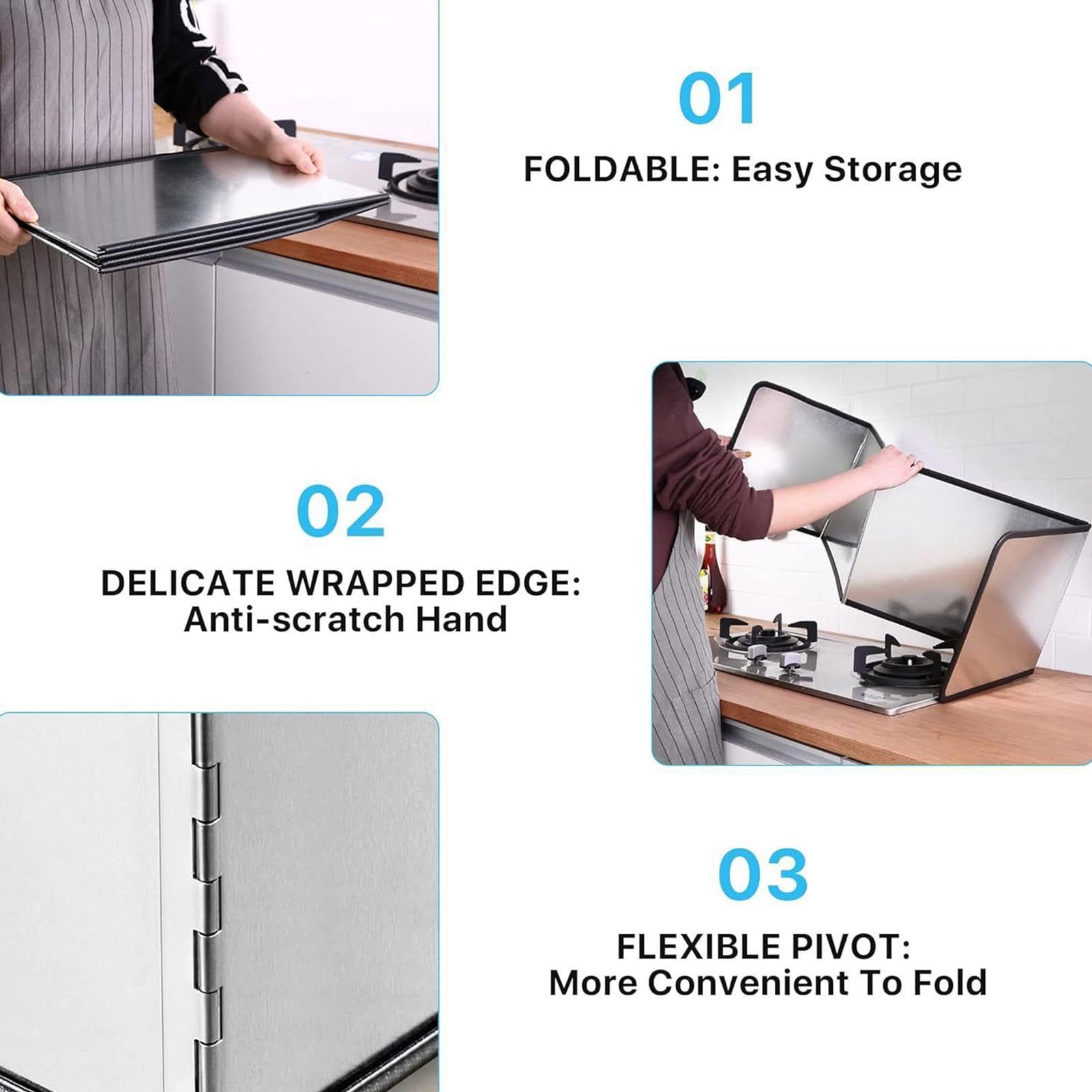Protector Antisalpicaduras Malla Fina Acero Inoxidable | Protector Plegable Aislamiento Térmico Cocina Encimera Pared Alimentos