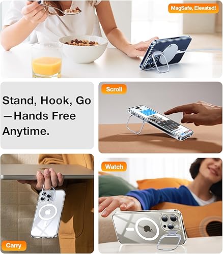 Miniatura 5 de TORRAS Funda ultramagnética para iPhone 15 Pro con soporte para cámara Stash, supera el 3 veces de grado mil, a prueba de golpes y compatible con