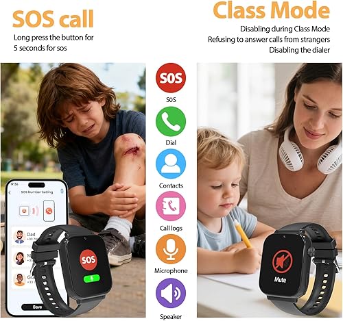 Miniatura 4 de AXYWINBO Reloj Inteligente para Niños y Niñas 4g GPS Llamada Texto - Reloj Inteligente para Niños Juego Cámara Podómetro Despertador Calculadora -