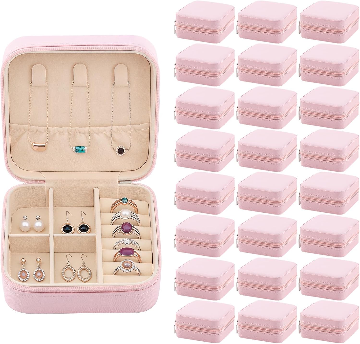Easytle 24 Pcs Travel Jewelry Box Exquisite Travel Jewelry Case Portable Jewellery Storage Holder Organizer Box Small Jewelry Organizer for Rings Earrings Necklaces Pendants Bracelets Watches