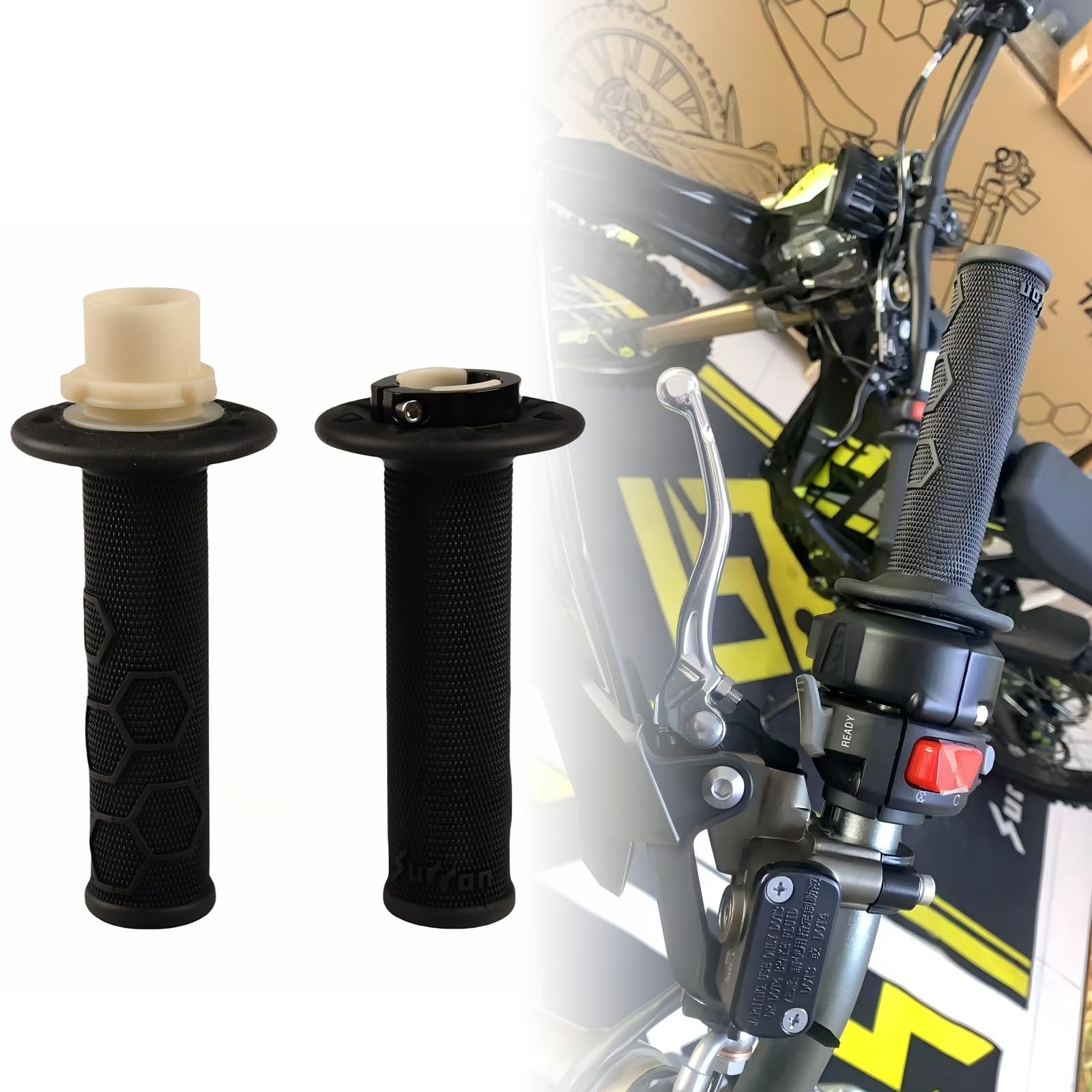 Ensemble de poignées d ' accélérateur pour Remplacement de Guidon de électrique, poignées Gauche Droite en Caoutchouc avec Pince pour Le Confort de Conduite et l ' Entretien Courant du vélo de de de