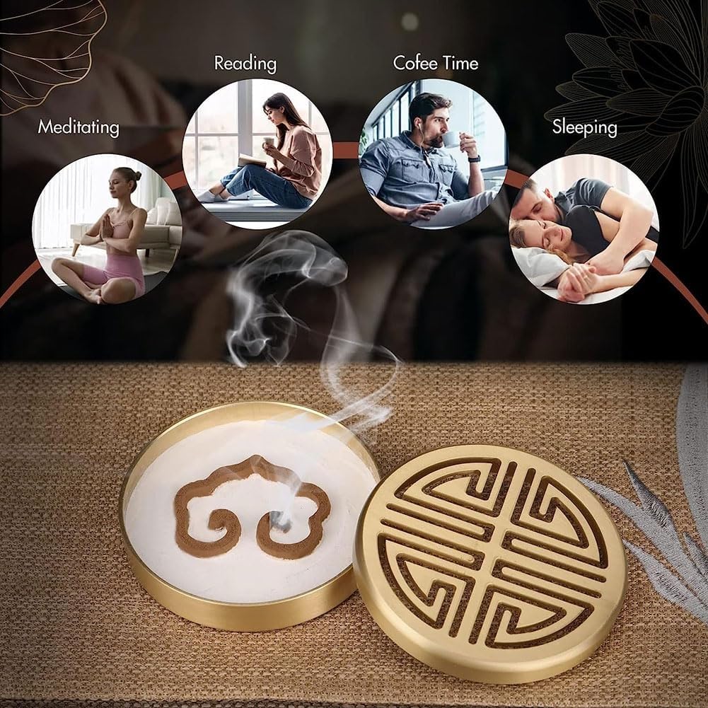 Räucherstäbchen-Set aus Messing, 12-teiliges Set mit Löffel, Schaufel, Pinsel, Brenner und Pulverbehälter, Raumduft-Zubehör für Yoga, Meditation und Handwerk