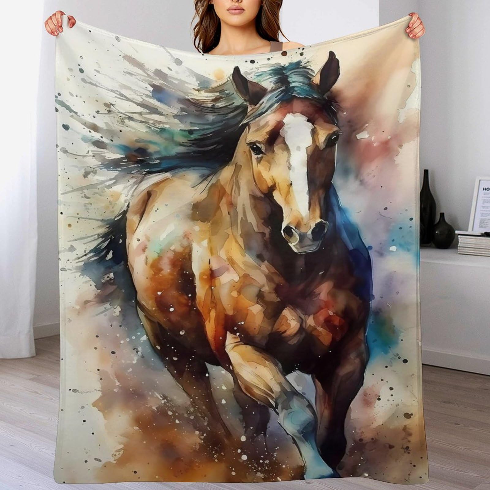 Couverture cheval chaude douce lavable en machine lit et canapé 180x200