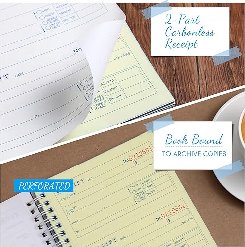 Miniatura 4 de Crtiin 10 libros de 5-14 x 11 pulgadas, libro de recibos de dinero y alquiler, libro de recibos de 2 partes sin carbono con copias autocopiadas,