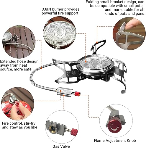 Miniatura 4 de Bulin Estufa de mochilero 3800W5800W6800W18000W Estufa de gas de camping portátil estufa de campamento plegable ligera a prueba de viento estufa de
