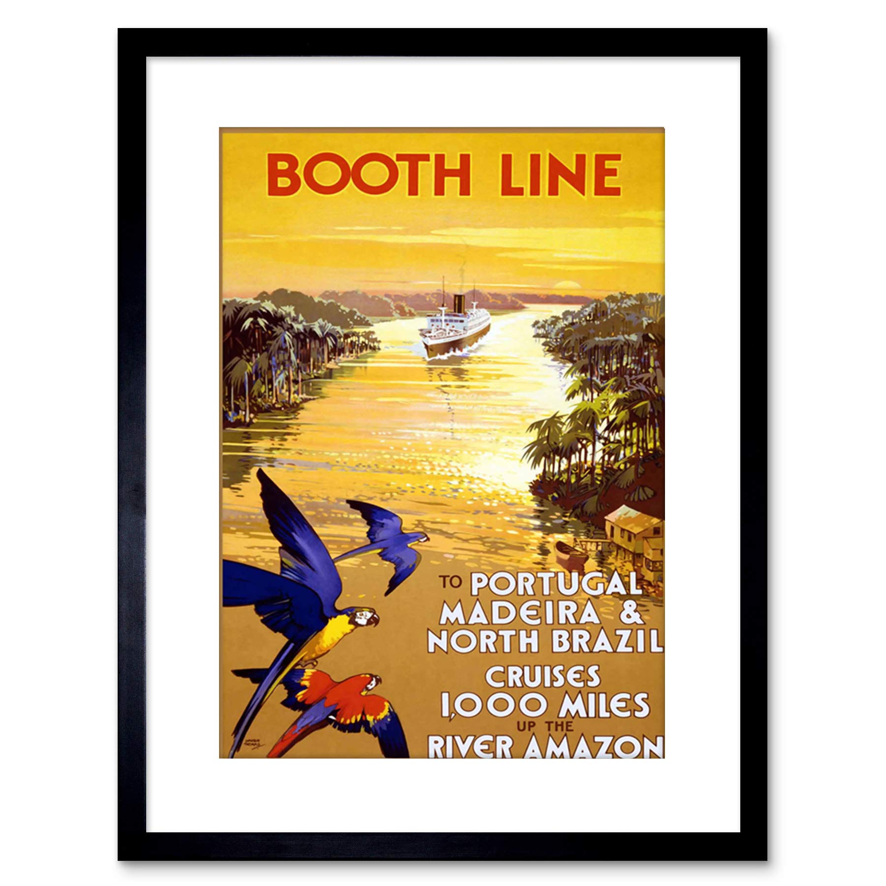 Wee Blue Coo 9x7 '' BOOTH LINE PORTUGAL BRAZIL PARROT SHIP FRAMED ART PRINT F97X1354