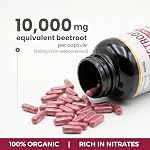 Herba 10,000mg Organic BeetRoot Capsules – 180 Count | 20:1 Beet Root Powder in Capsule | Nitric Oxide Supplements for Men & Women | Made in Canada