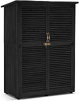 Vista 1 de MCombo Gabinete de Almacenamiento Exterior, Cobertizo de Almacenamiento de Madera con Pestillo, Cobertizo de Herramientas de Jardín Exterior con 2