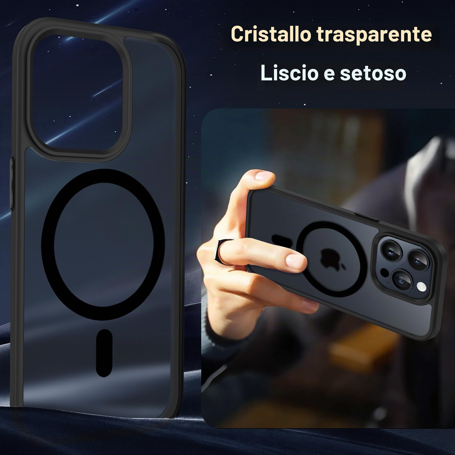 Custodia Magnetica Yohii 3 In 1 Per IPhone 15 Con 2 Vetri Temperati – Protezione Fotocamera, Antiurto Militare, Trasparente E Compatibile MagSafe