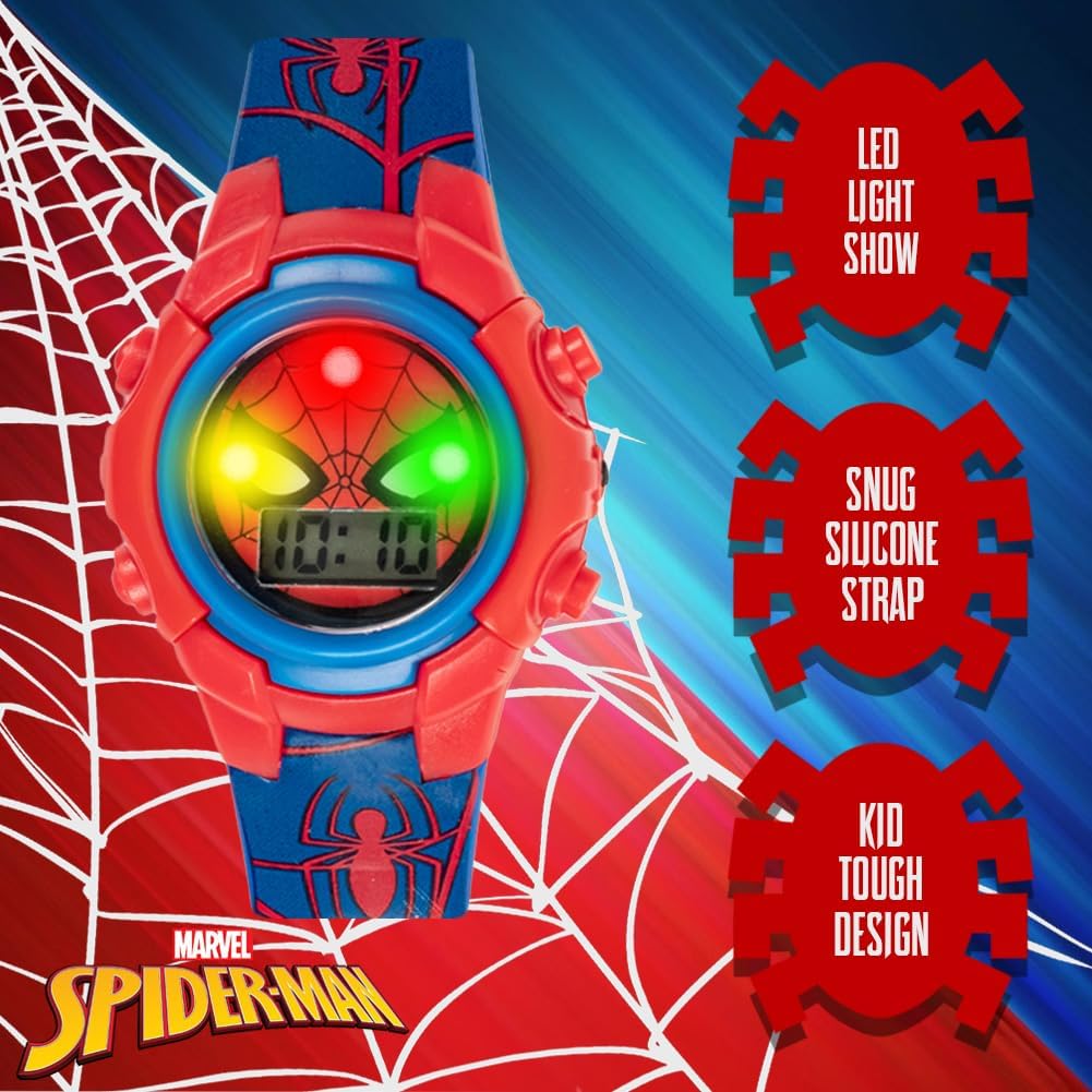Marvel Spider-Man Kids Watches – Digital Display, Interactive Features, Adjustable Strap, Vibrant Spider-Man Graphics, Durable for Active Kids