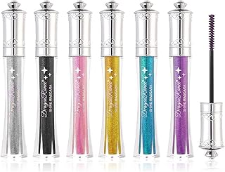 6Pcs Glitter Colorful Mascara Set, Black Silv...