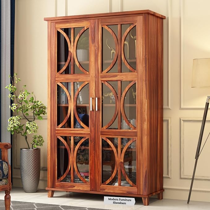 MODERN FURNITURE SHEESHAM Wooden Crockery with Glass Door