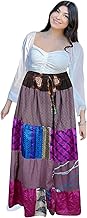 Women's Purple Multi Patchwork Maxi Skirt – Boho Long Skirt S/M/L