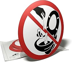 Toilet Bowl Sticker - Do Not Throw Anything In The Toilet - 6 Round Stickers - 9.5cm