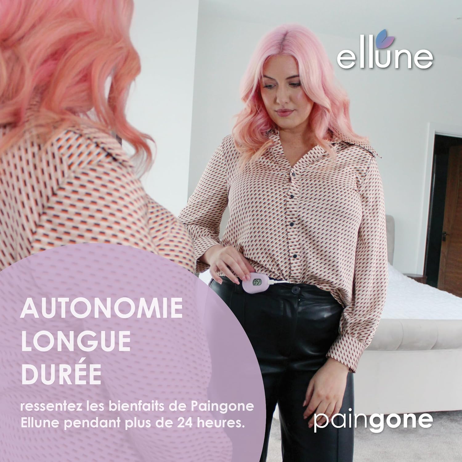 Paingone Ellune Soulage règles douloureuses endométriose batterie haute performance longue durée écran intuitif lavande