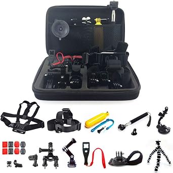 GPCT 26-in-1 Mount Accessory Kit for GoPro Hero 1/2/3/3+/4/5 Camera Go Pro Filming Essentials for Quality Video Recording, includes Carrying Case, Head Mount, Tripod, Arm, Handlebar Mount, and More