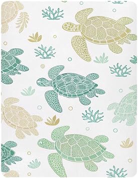 Tribal Sea Turtle Crib Sheets, Crib Sheets for Boys Girls, Breathable Soft Standard Toddler Crib Sheet 39 X 27 Inches