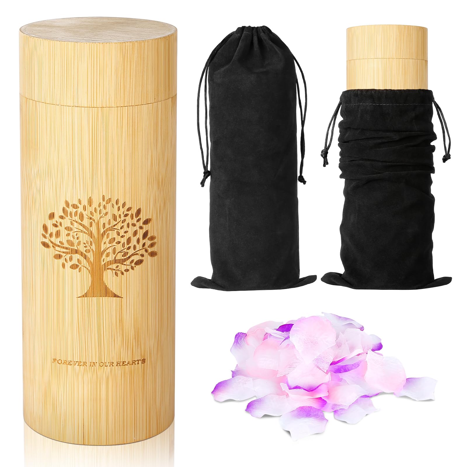 HOOMTREE Scattering Tubes for Human Ashes Made of Bamboo,Large Scattering Urns for Human Ashes Adult with Tree of Life Pattern,Biodegradable Cremation Urn for Women Male Pet,3.5 * 9 Inches,1 Piece