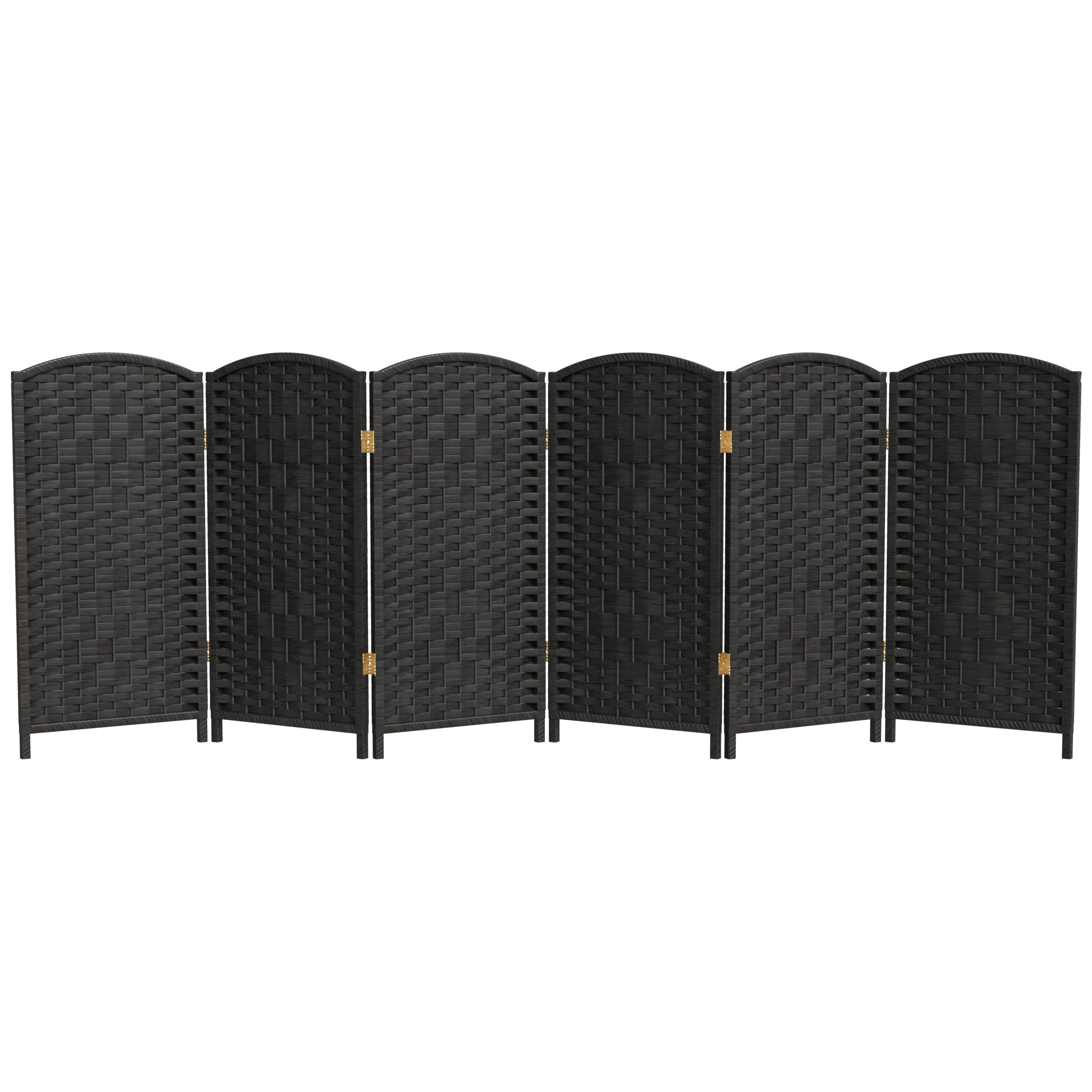 Red Lantern 3 ft. Short Diamond Weave Fiber Folding Screen - Black - 6 Panel
