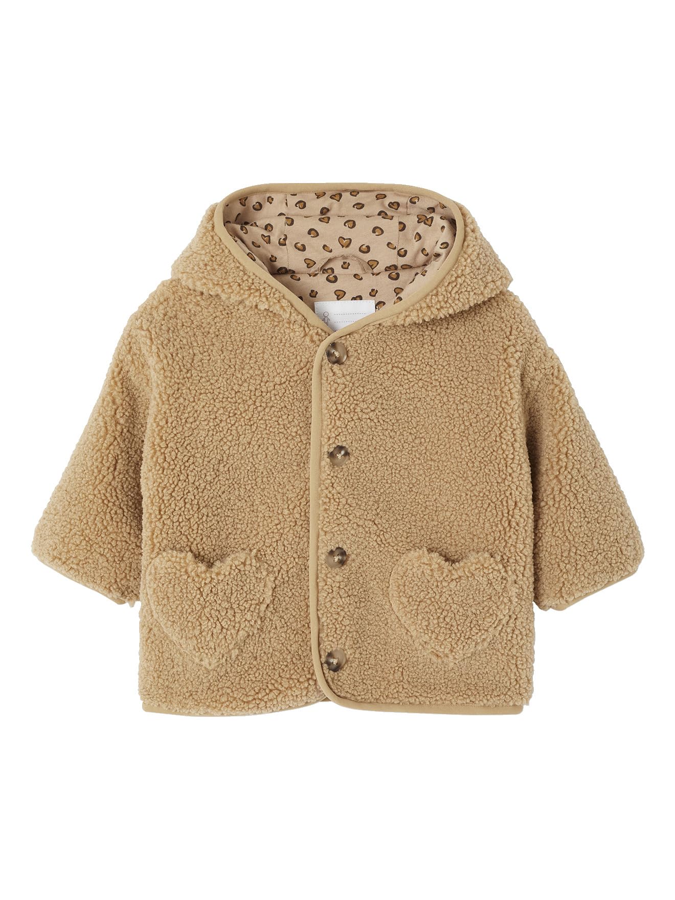 Vertbaudet Baby Jacke aus Teddyfleece mit Leo-Futter beige 86