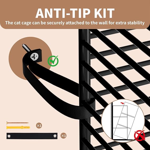 STILLCOVE Large Cat Cage Indoor, with Hammock & Anti-Tip Kit