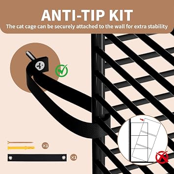 STILLCOVE Large Cat Cage Indoor, with Hammock & Anti-Tip Kit