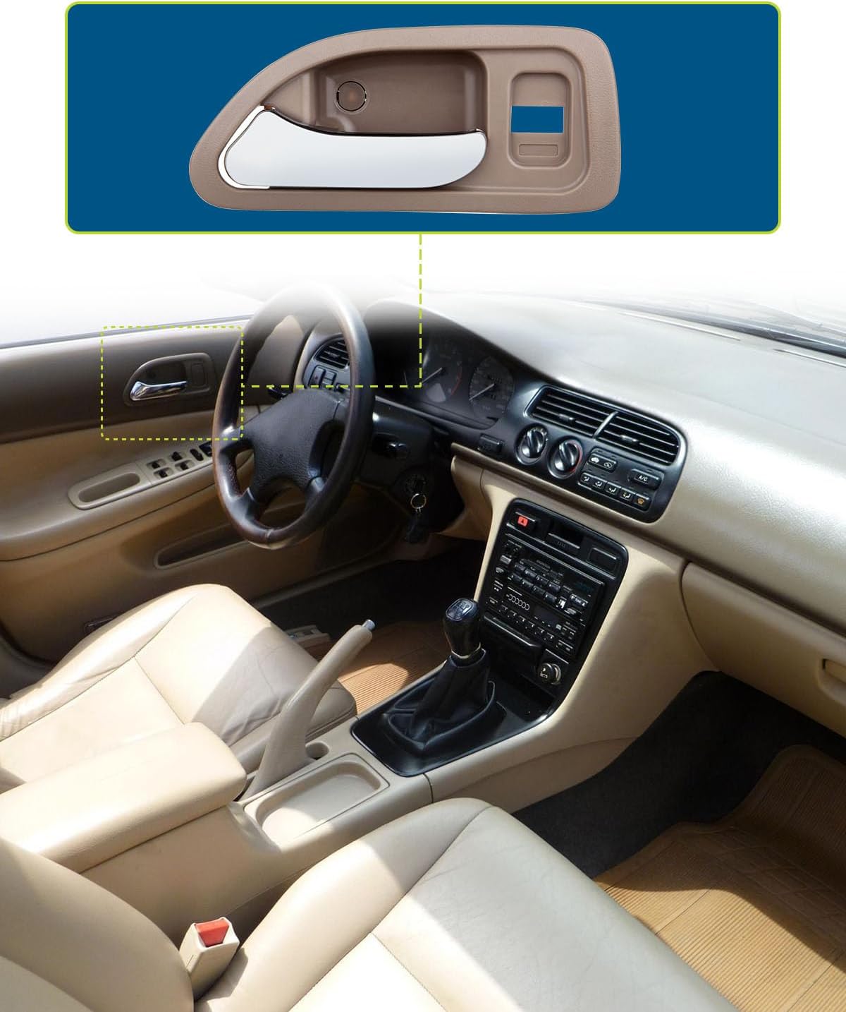 LUJUNTEC Interior Door Handles Driver Passenger Side Replacement for 1994-1997 for Honda for Accord Beige(4pcs)