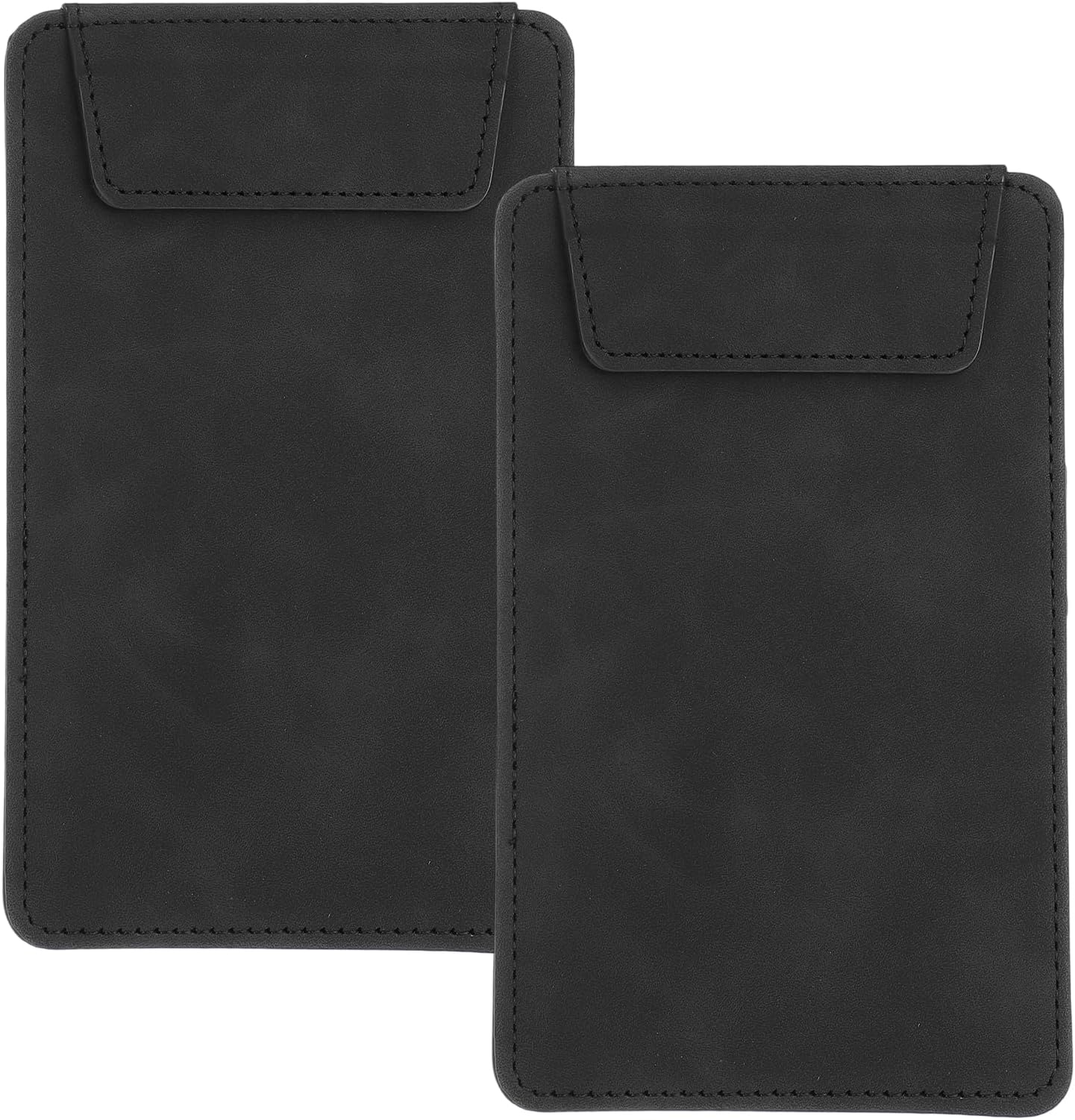 uxcell 2 Pack Mini Clipboard, 6" x 4" Leather Small Clipboard with Pen Holder, A7 Size Magnetic Writing Clip Boards for Business, Office,Restaurant and Hotel (Black)