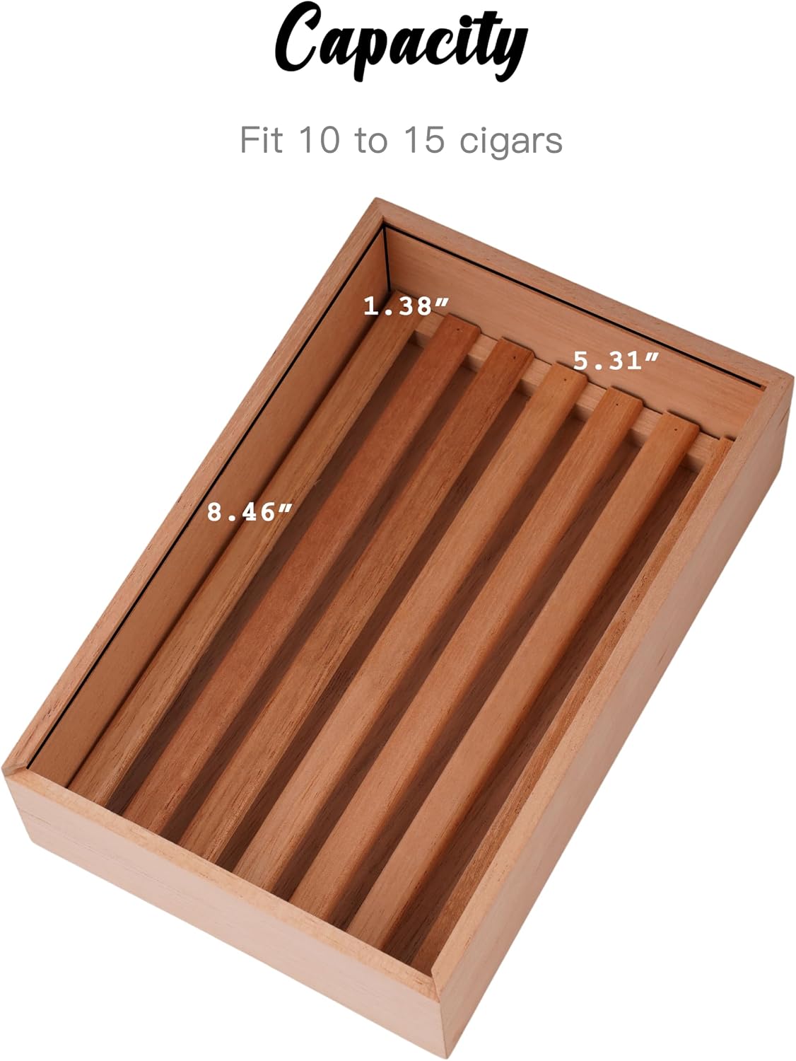 Spanish Cedar Fermentation Cigar Humidor Box, Fit Cigar Cabinet, Natural Solid Wood (10-Count)