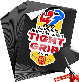 X-bet MAGNET DIY Craft Magnetic Sheets with Adhesive Backing - 4x6 40 Pack Adhesive Sheets for Magnetic Stickers and Photos - 100% Customizable