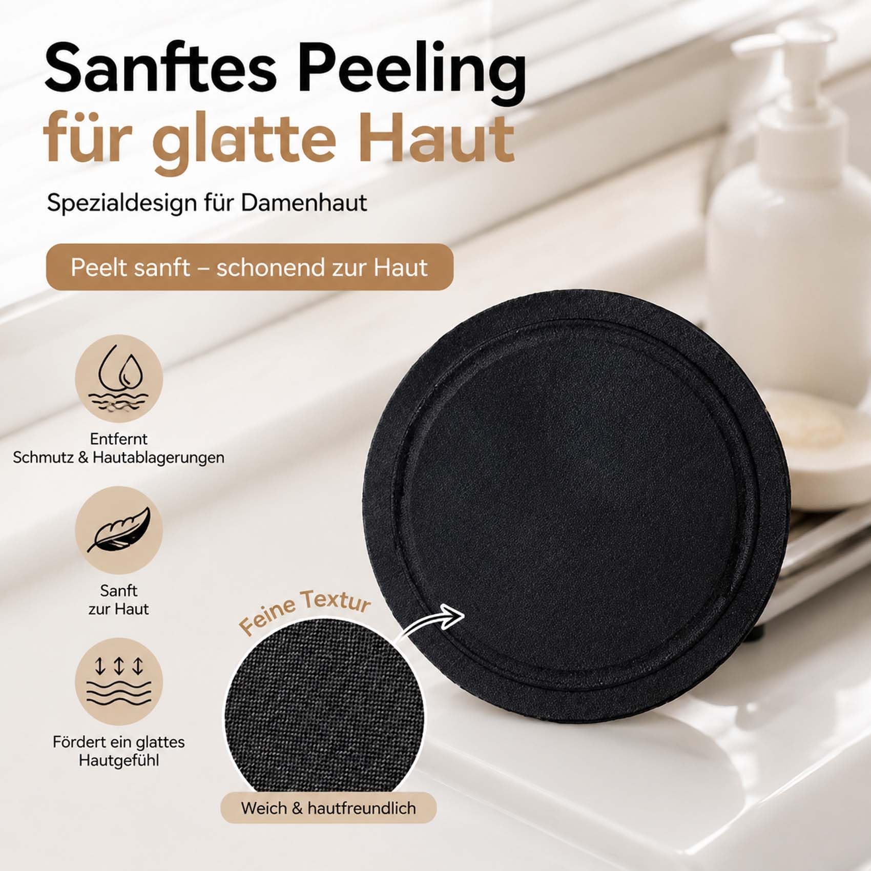 Schmerzfreier Peeling-Handschuh, KöRperpeeling Pad zur Tiefenreinigung, Wiederverwendbarer Badehandschuh für Sanfte Massage & Hautpflege, FüR Alle Hauttypen (8* Schwarz)