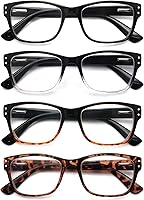 Vista 2 de Reading Glasses for Men Lightweight Square Readers Stylish Cheaters Reader Glasses Spring Hinge Comfortable Fit 4 Pack