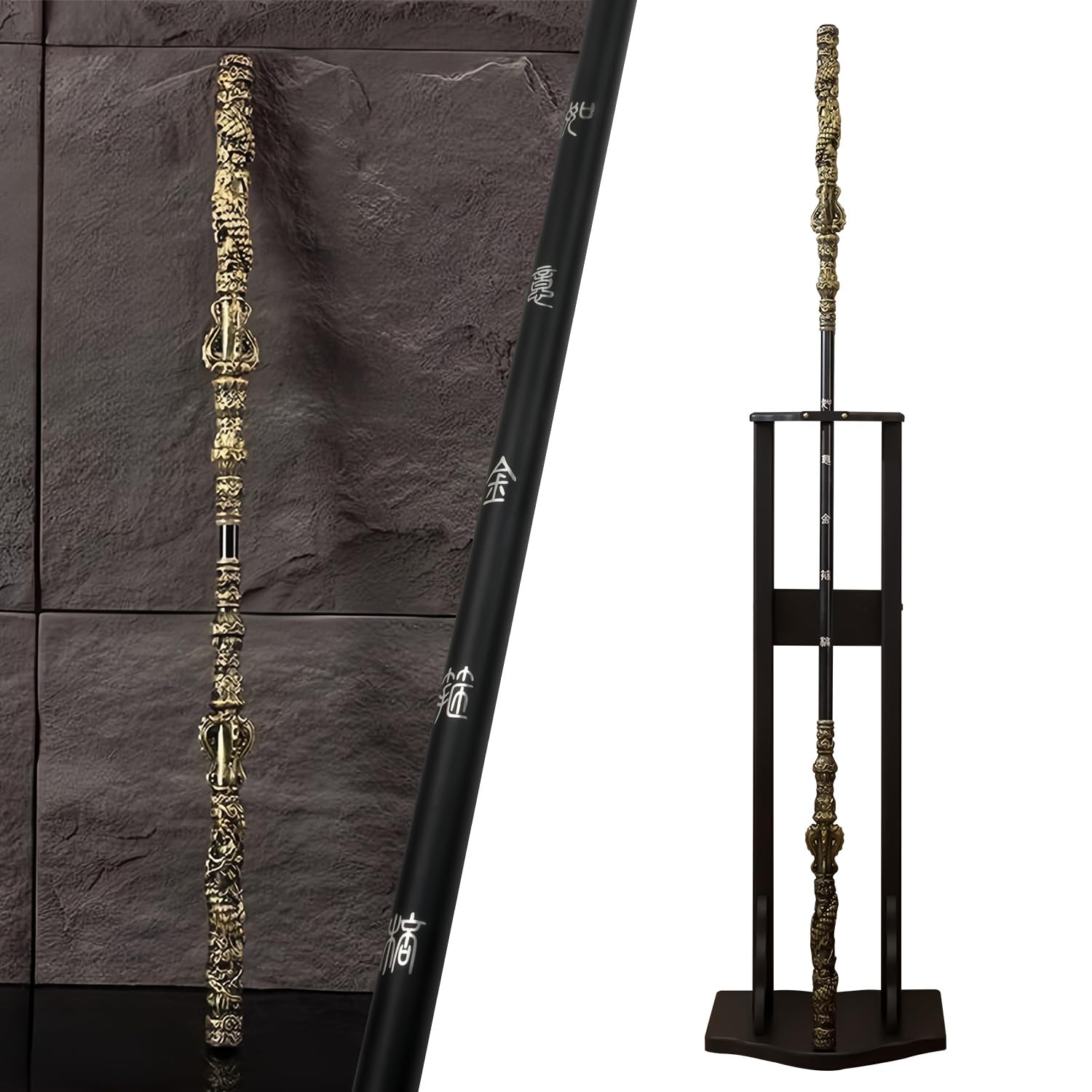 180,3 cm langer schwarzer Mythos Wukong Staff, einziehbar, Länge abschließbar, PU-Material (hochfestes Weichgummi) und Legierung, Ruyi Jingu Bang, 1:1 Wiederherstellung der Realität, Sun Wukong Staff,