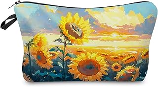 Bolsa de maquillaje con patrón de girasol, li...
