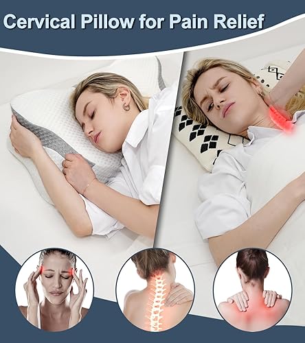 Miniatura 2 de Almohada cervical para aliviar el dolor de cuello, almohadas de contorno de espuma viscoelástica para dormir de lado y espalda, almohada ortopédica