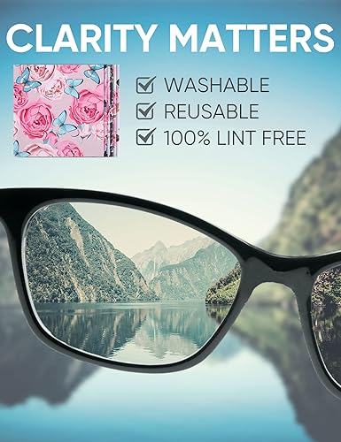 Miniatura 4 de 6 piezas de paños de limpieza de gafas engrosados con diseño elegante de flores, paños de microfibra multicolores para lentes de anteojos, toallitas