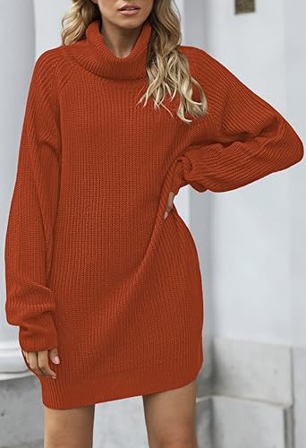 Miniatura 2 de Pink Queen - Vestido estilo suéter largo con cuello alto y talle suelto, para mujer