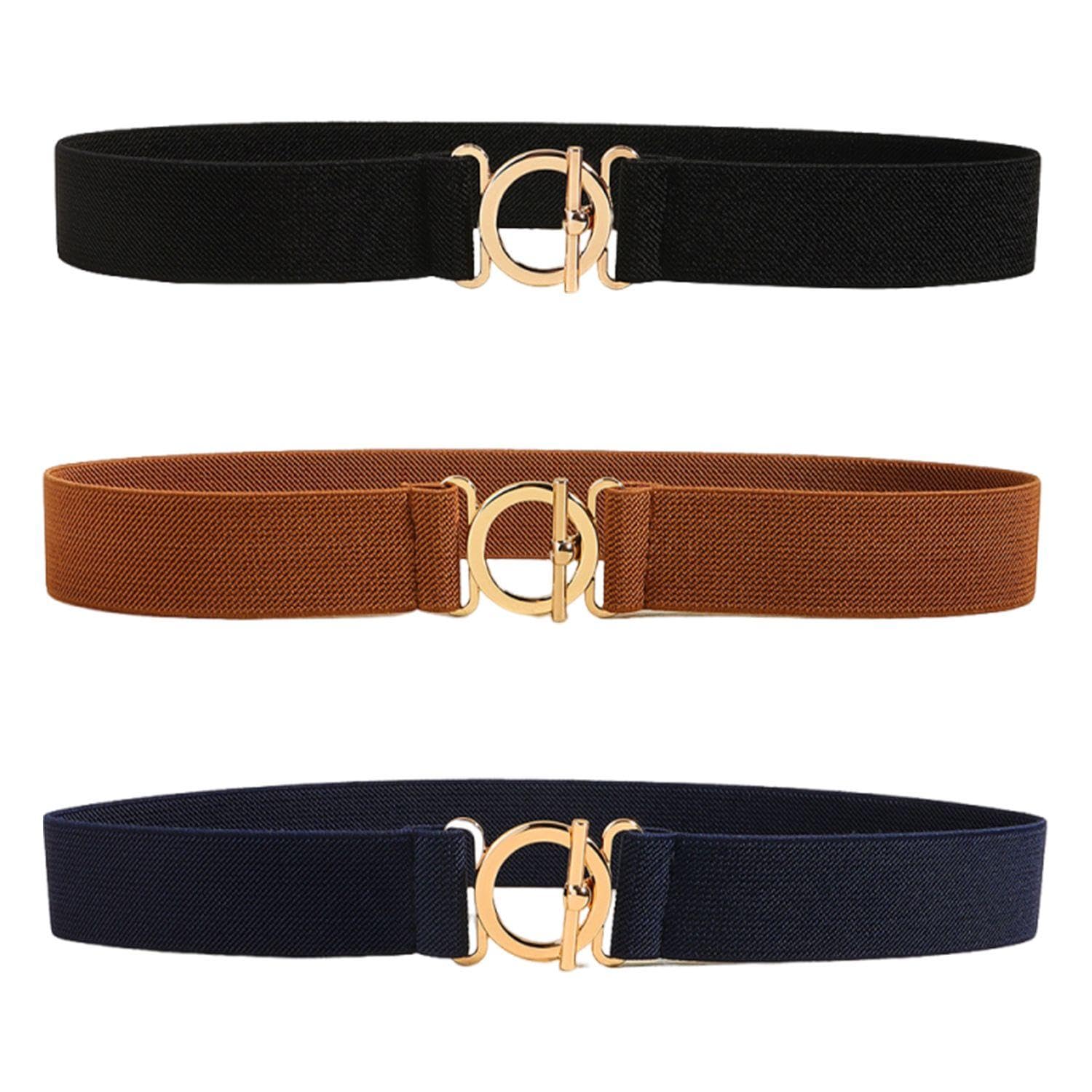 Wufgwbd Unisex Multicolor 3 Pieces Of Elastic Belts, Simple Belts, Fashionable And Versatile Belts, Decorative Belts For Women, Dress Belts