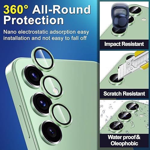 Vista 598 de para Samsung Galaxy Z Flip 7 Protector de Lente de Cámara, Cubierta de Lente de Vidrio Templado con Anillo de Metal Individual, [Fuerte Adhesión] 1