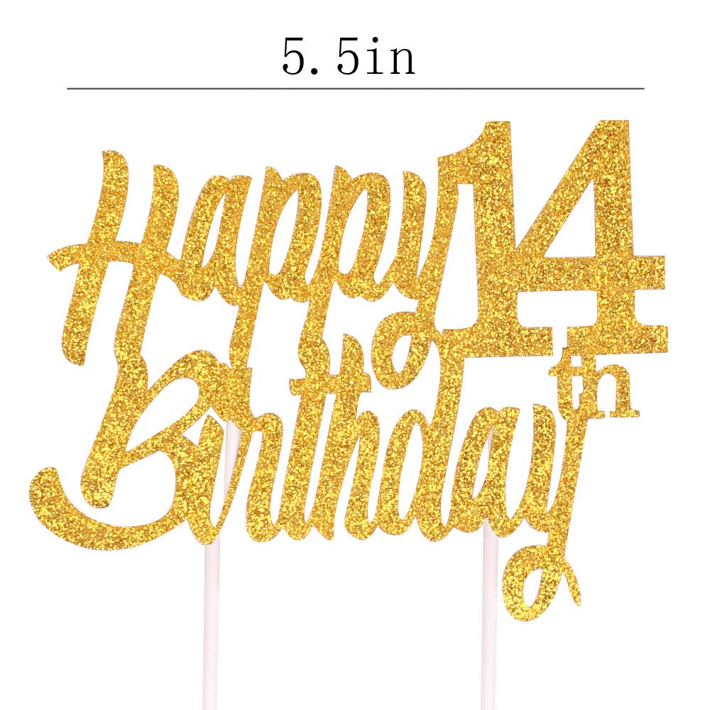 Sunny ZX Glitter Gold 14 Years Loved Cake Topper, 14th
