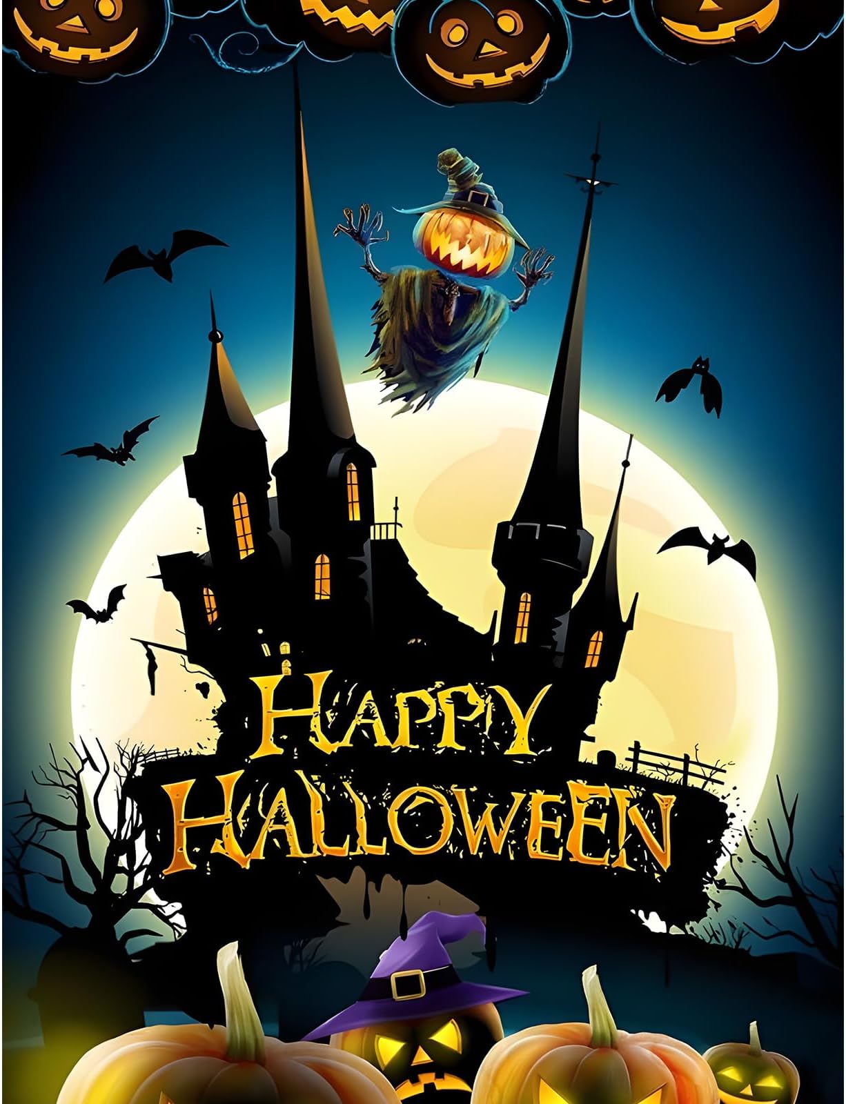 MOGTAA Horror Diamond Painting for Adults, 5D Pumpkins Diamond Painting for Kids, Bats Diamond Arts for Beginners, Castle Full Drill Diamond Arts and Crafts Painting for Home Decor 30x50cm