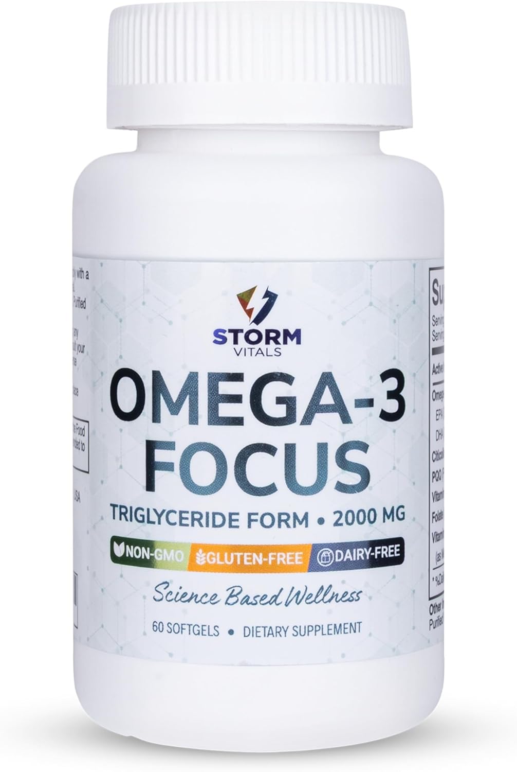 Omega-3 Focus 2000mg with Nootropic Formula – Citicoline, DHA, EPA, B12, PQQ, Folate & P5P – Triglyceride Form Omega 3 – 60 Softgels (60 Count (Pack of 1))