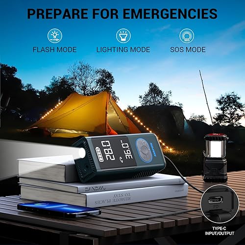 Miniatura 7 de AVAPOW Compresor de aire portátil con inflador de neumáticos AP18, bomba de aire inalámbrica 300% más rápida de 150 PSI con medidor de presión de