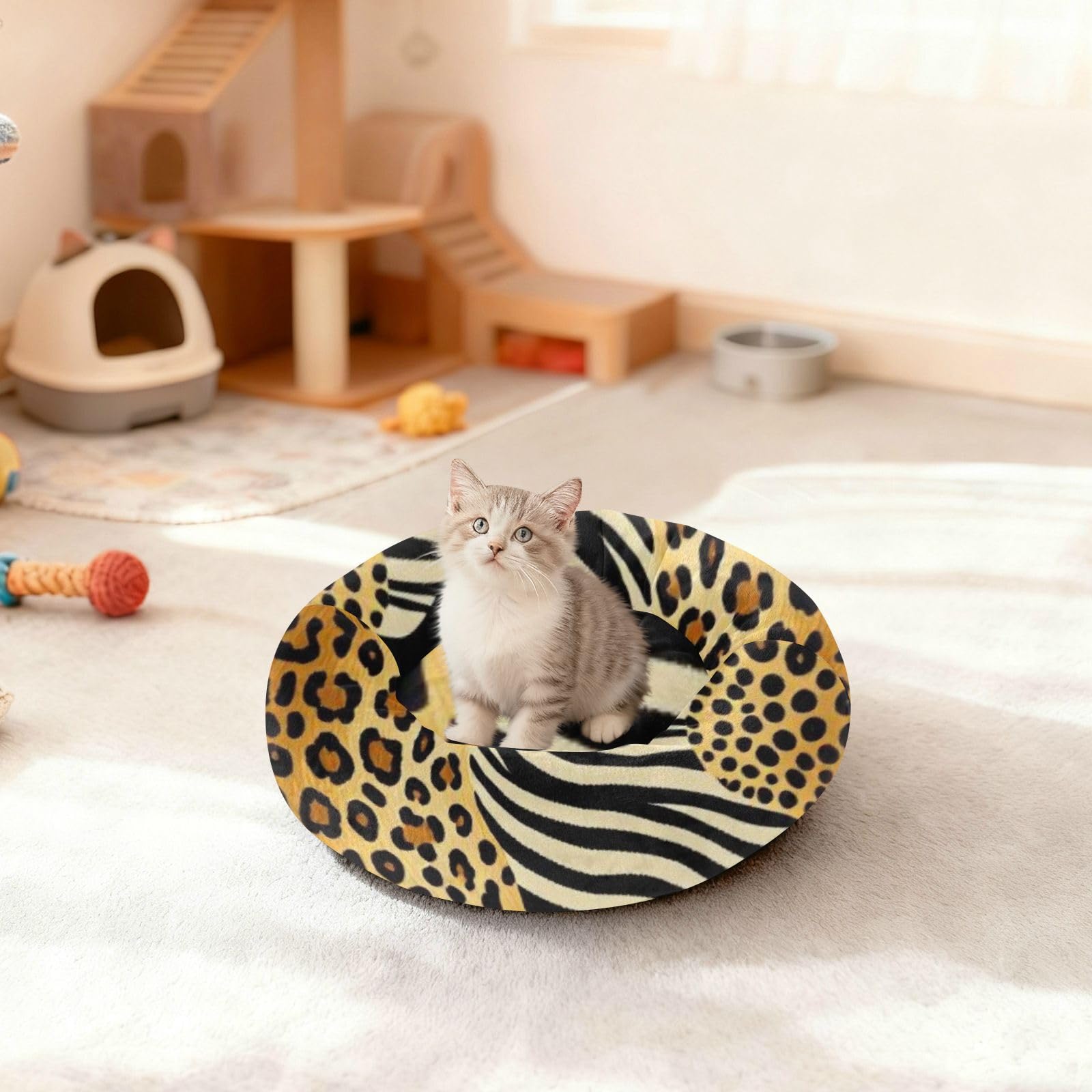 GuoChe Haustier-Katzenbett Y2k Leopard Zebras Wild