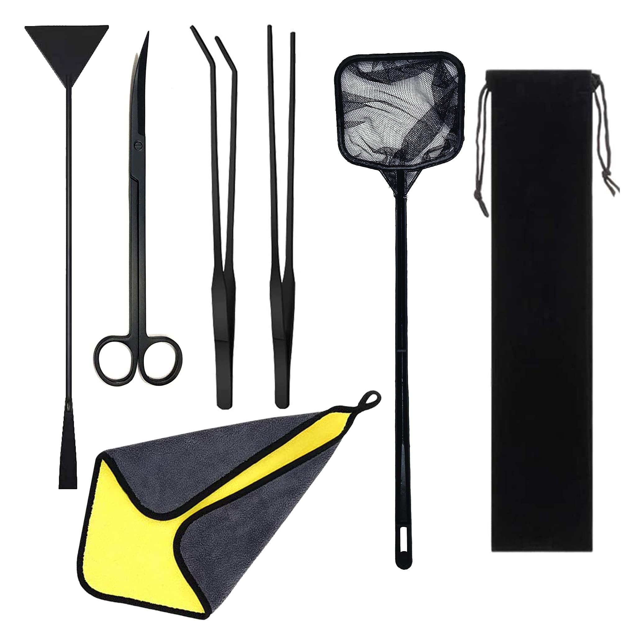 Cayway 7 Pz Strumenti Acquario Piante Acquario Attrezzi Set di Attrezzi Per Acquario Acquario in Acciaio Inossidabile, Acciaio Inossidabile Forcipe, Forbici, Pala per La Pulizia Dell'Acquario