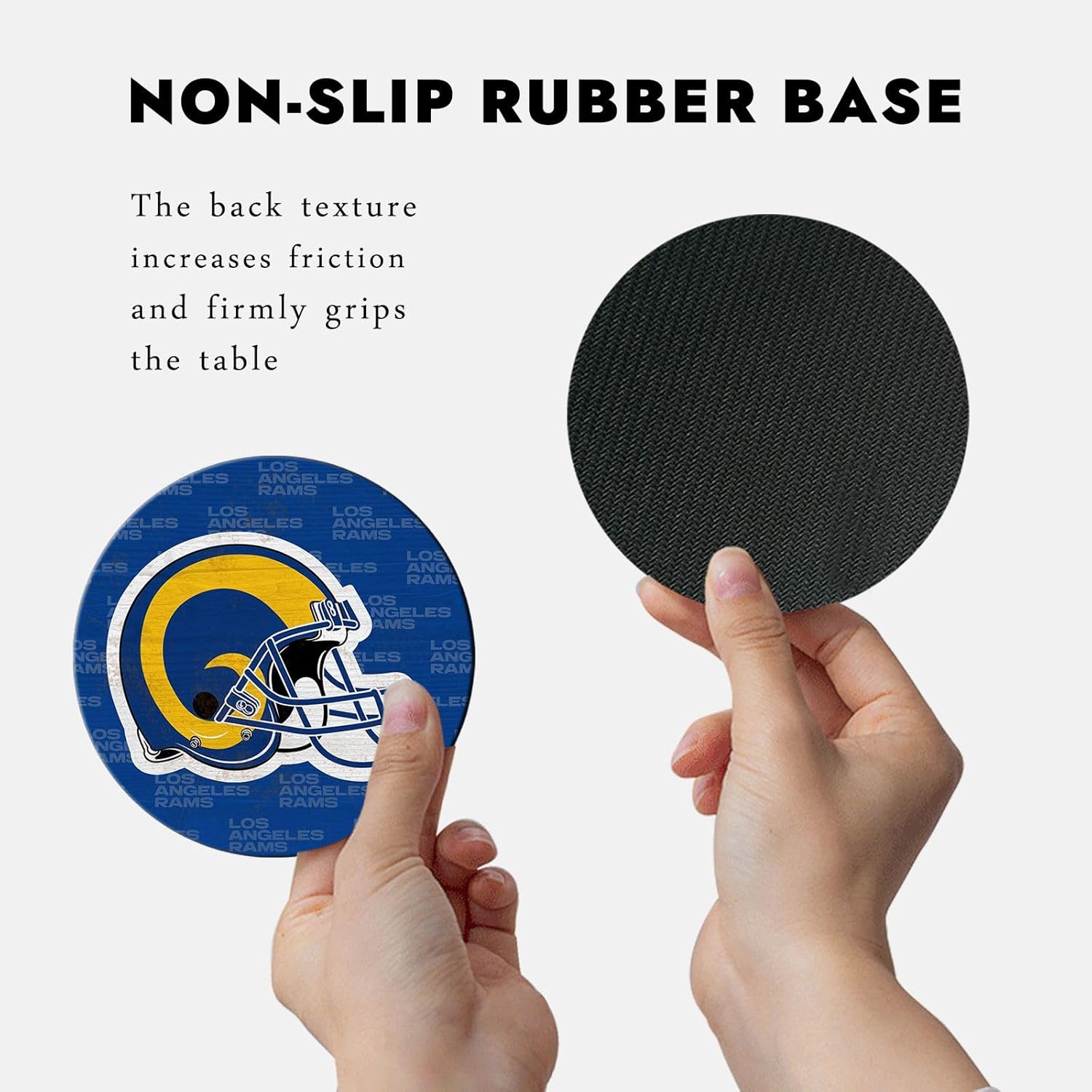 Coasters for Drinks,Cup Coasters Set of 4 for Tabletop,Coffee Table,Blue Yellow Design Drinking Coaster for Sport Football Fans,4 Inches Non-Slip Rubber Base - Image 6