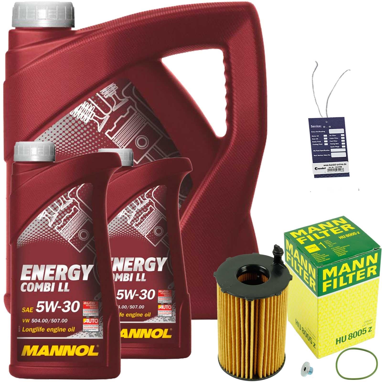 Mann Ölfilter+7L Mannol 5W30 | Hu 8005 Z+Mannol Energy für A4 8K+A5 8T+A6 4G+A7+Q7 4L Touareg 7P