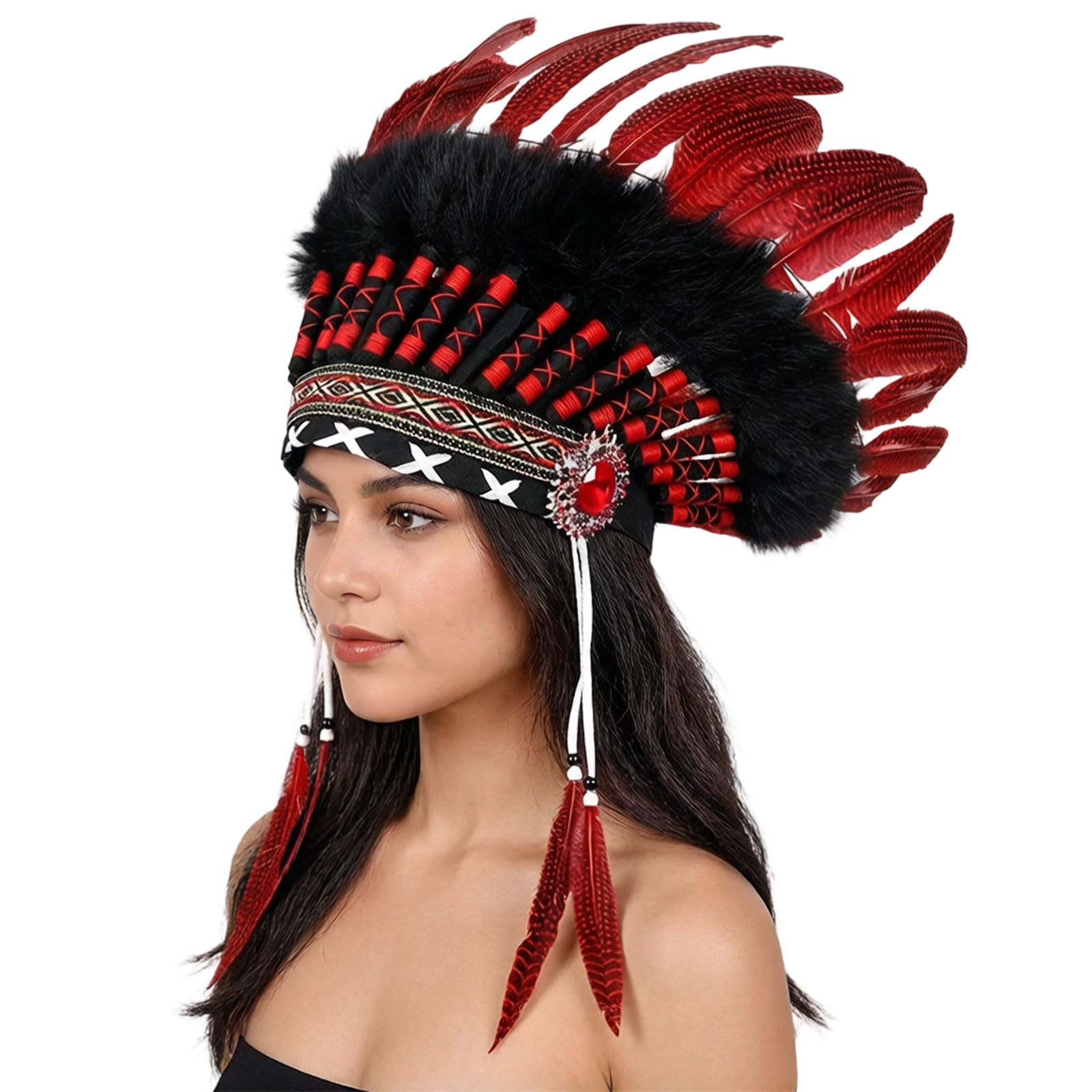 Helles indisches Stammes Kopfschmuck Cosplay Haarband mit weichem Stoff für einzigartige Anlässe und Fotografie Indische Kopfbedeckung