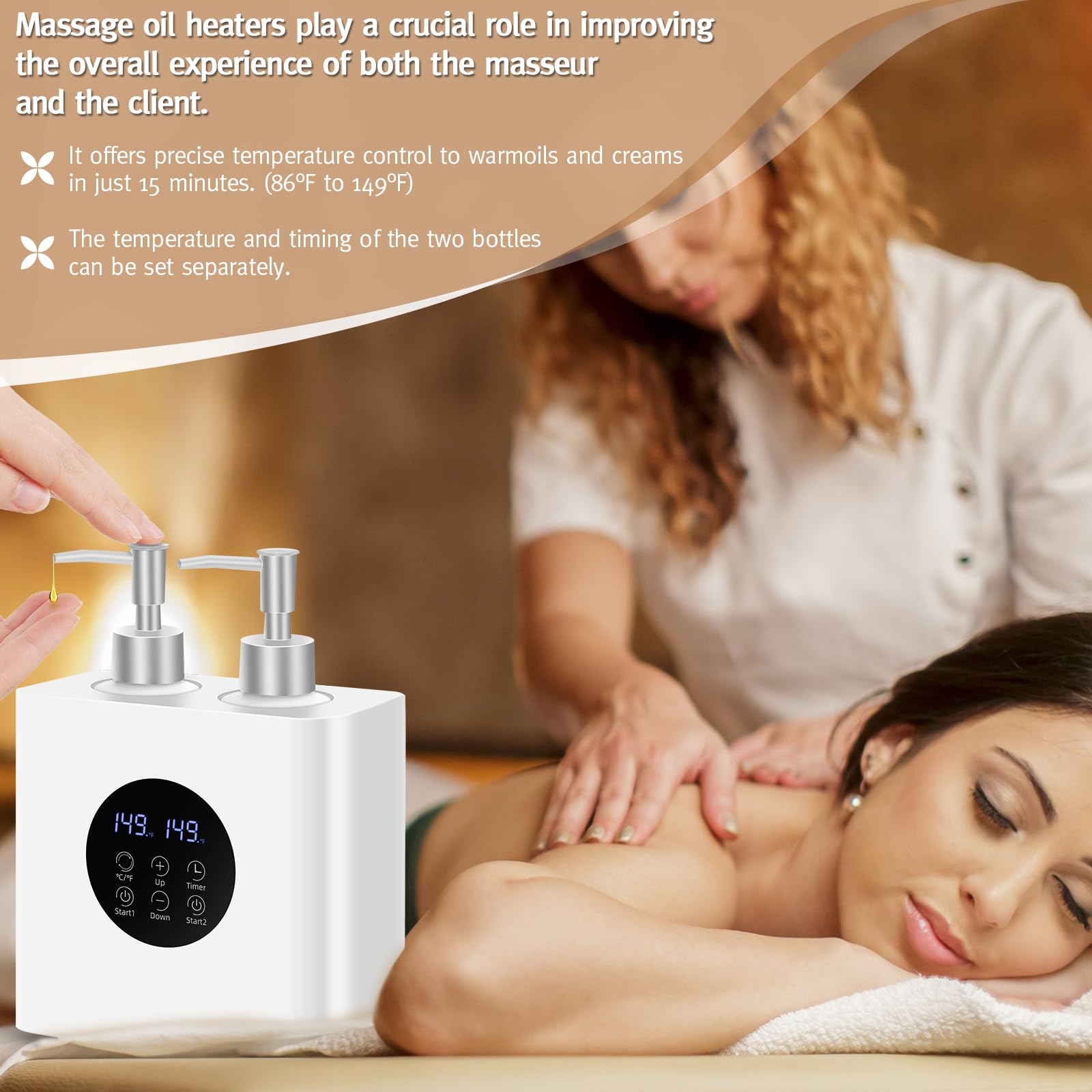Professionelle Massage Öl Wärmer mit 4 Flaschen Dispenser, Elektrische Lotion Heizer für Salon und Zuhause, Einstellbare Konstante Temperatur